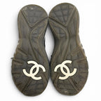 Chanel CC Logo Quilted Sole Suede Leather Sneakers Black White — view 8