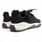 Chanel CC Logo Quilted Sole Suede Leather Sneakers Black White — view 5