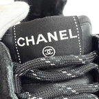 Chanel CC Logo Quilted Sole Suede Leather Sneakers Black White — view 9