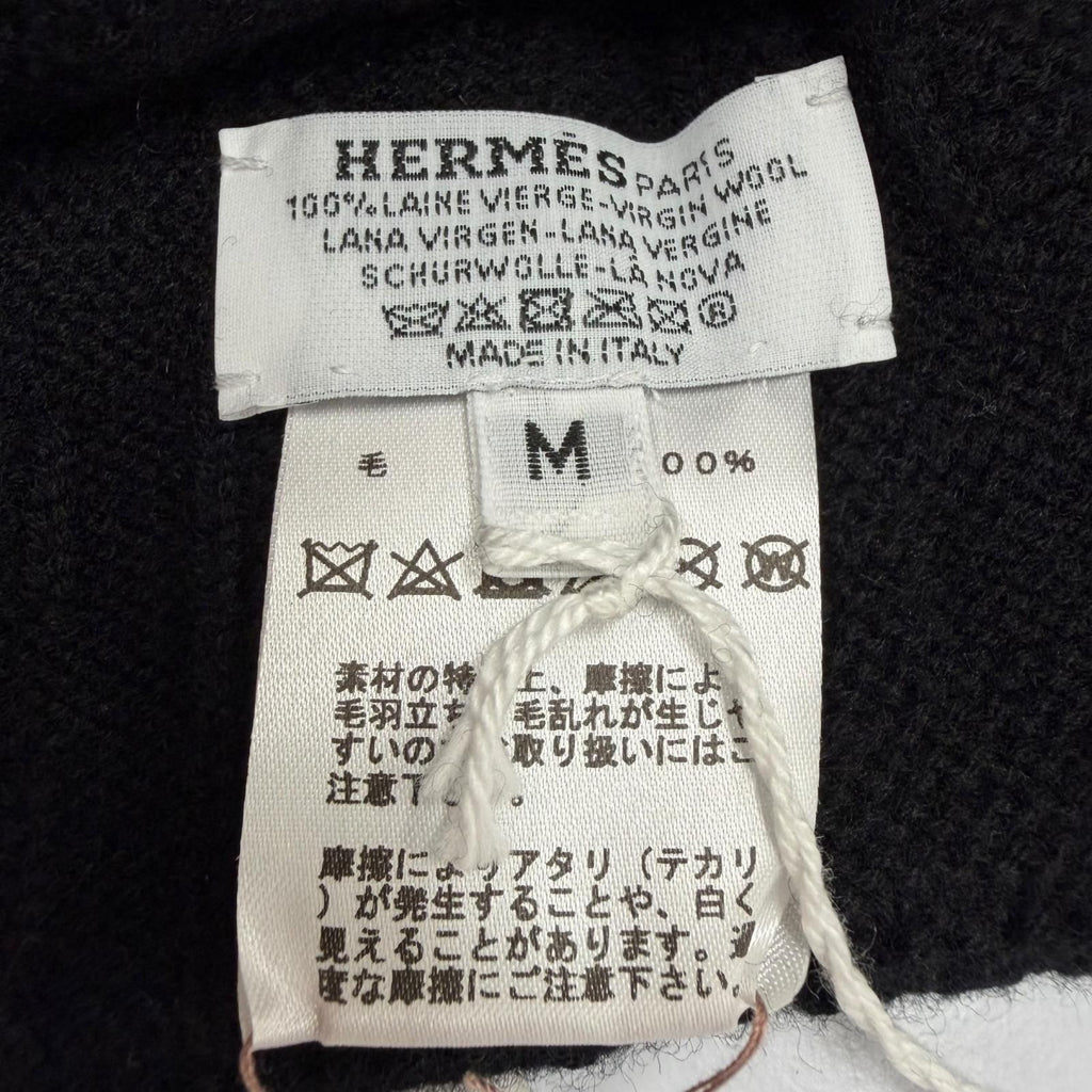 Hermes Wool Frecanse Series Hat Knit Cap Black — view 8