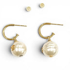Chanel Vintage CC Logo Pearl Earrings White Gold — view 6