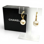 Chanel Vintage CC Logo Pearl Earrings White Gold — view 2