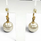 Chanel Vintage CC Logo Pearl Earrings White Gold — view 4