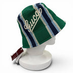 Gucci Cotton 100% Logo Embroidery Herringbone Pattern Bucket Hat Green — view 6