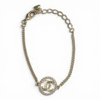 Chanel Rhinestone CC Logo Bracelet Gold — view 3