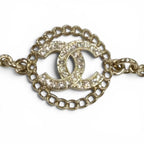 Chanel Rhinestone CC Logo Bracelet Gold — view 4