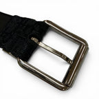 Dior Homme Canvas Leather Oblique Pin Buckle Belt Black Silver — view 5