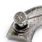 Chanel CC Logo Rhinestone Gunmetal Brooch Silver Recommended — view 5