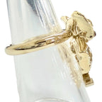 Chanel CC Logo Ribbon Rhinestone Ring Gold Adult Recommended — view 3