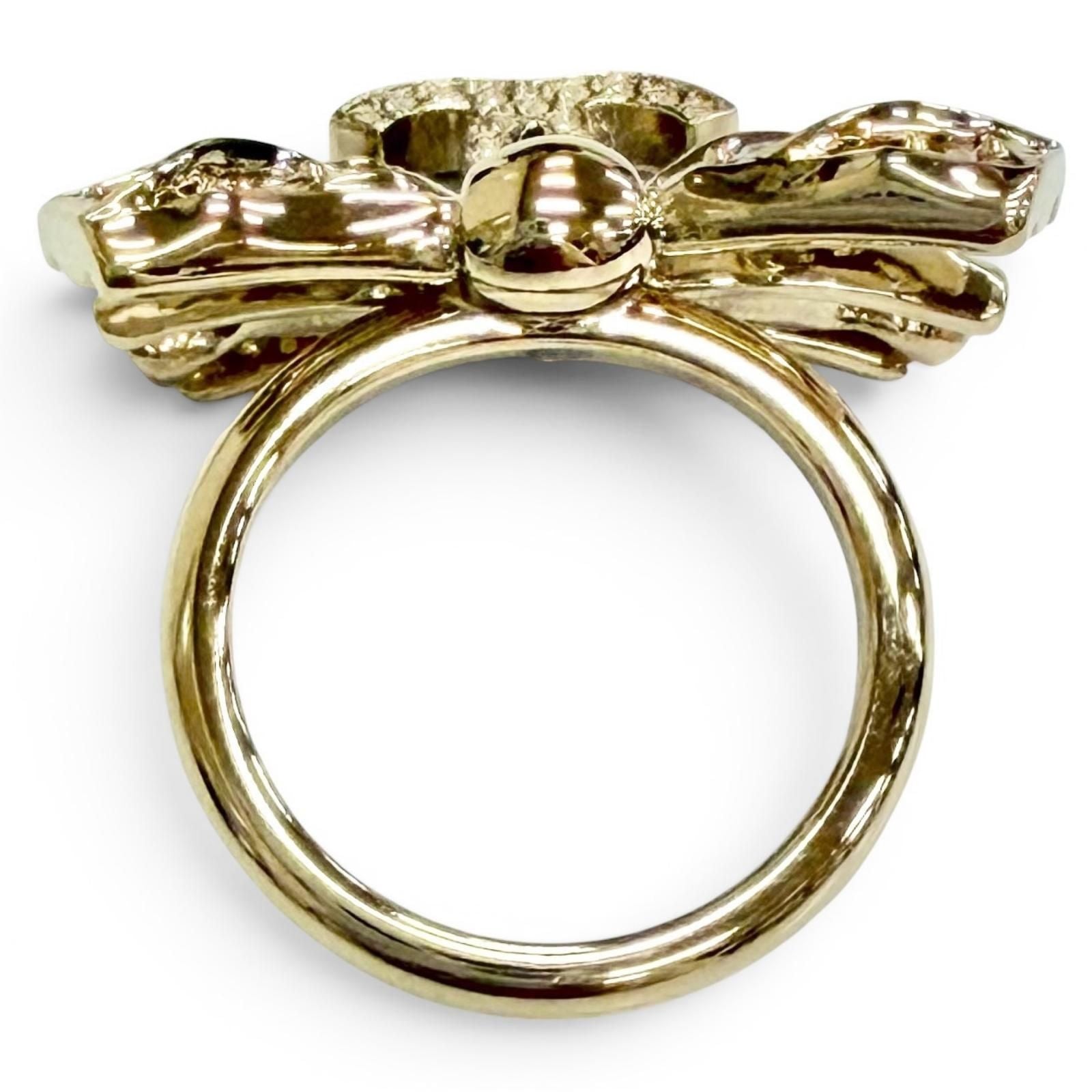 Chanel CC Logo Ribbon Rhinestone Ring Gold Adult Recommended — view 5