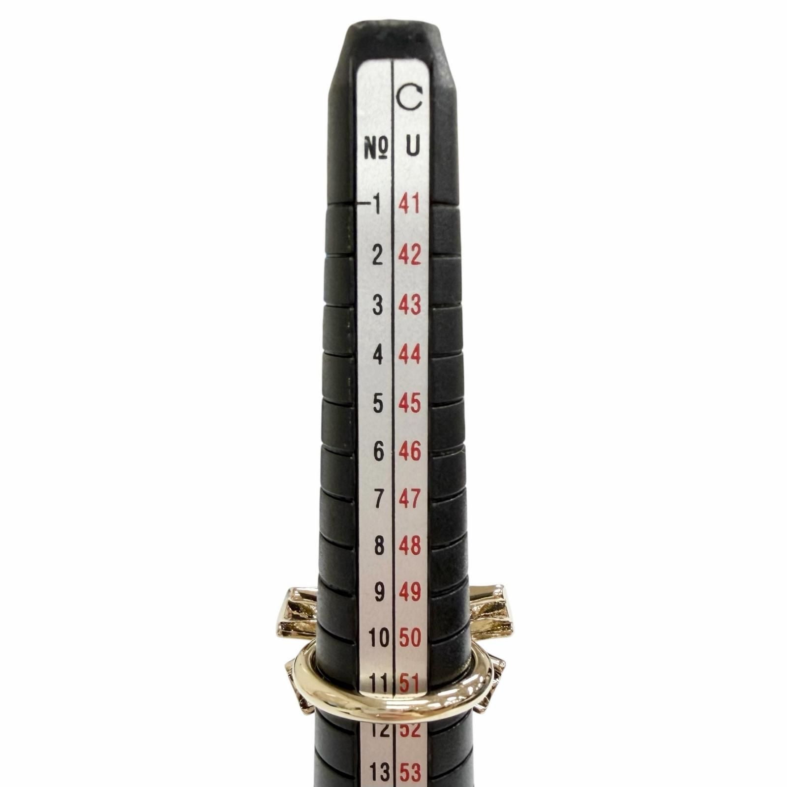 Chanel CC Logo Ribbon Rhinestone Ring Gold Adult Recommended — view 8