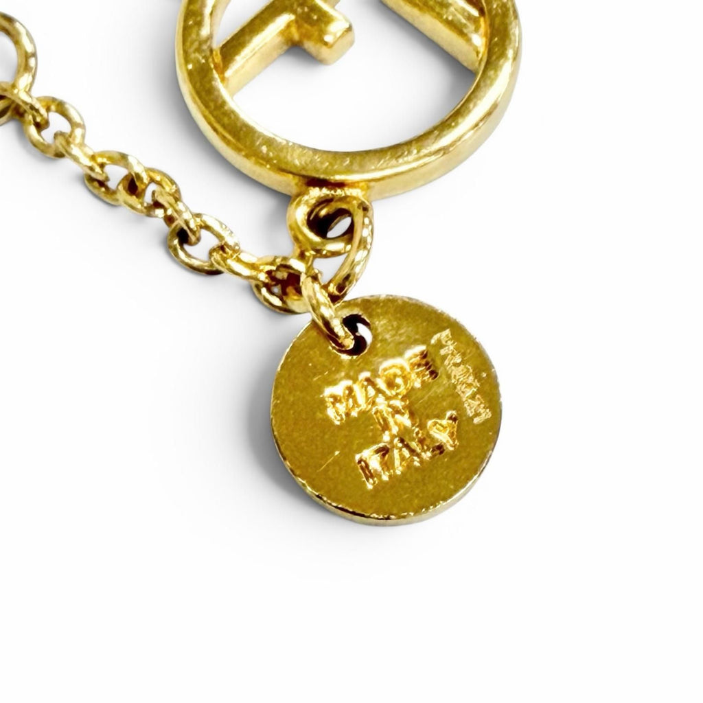 Fendi Is Bracelet Logo Plate Rhinestone Gold — view 6