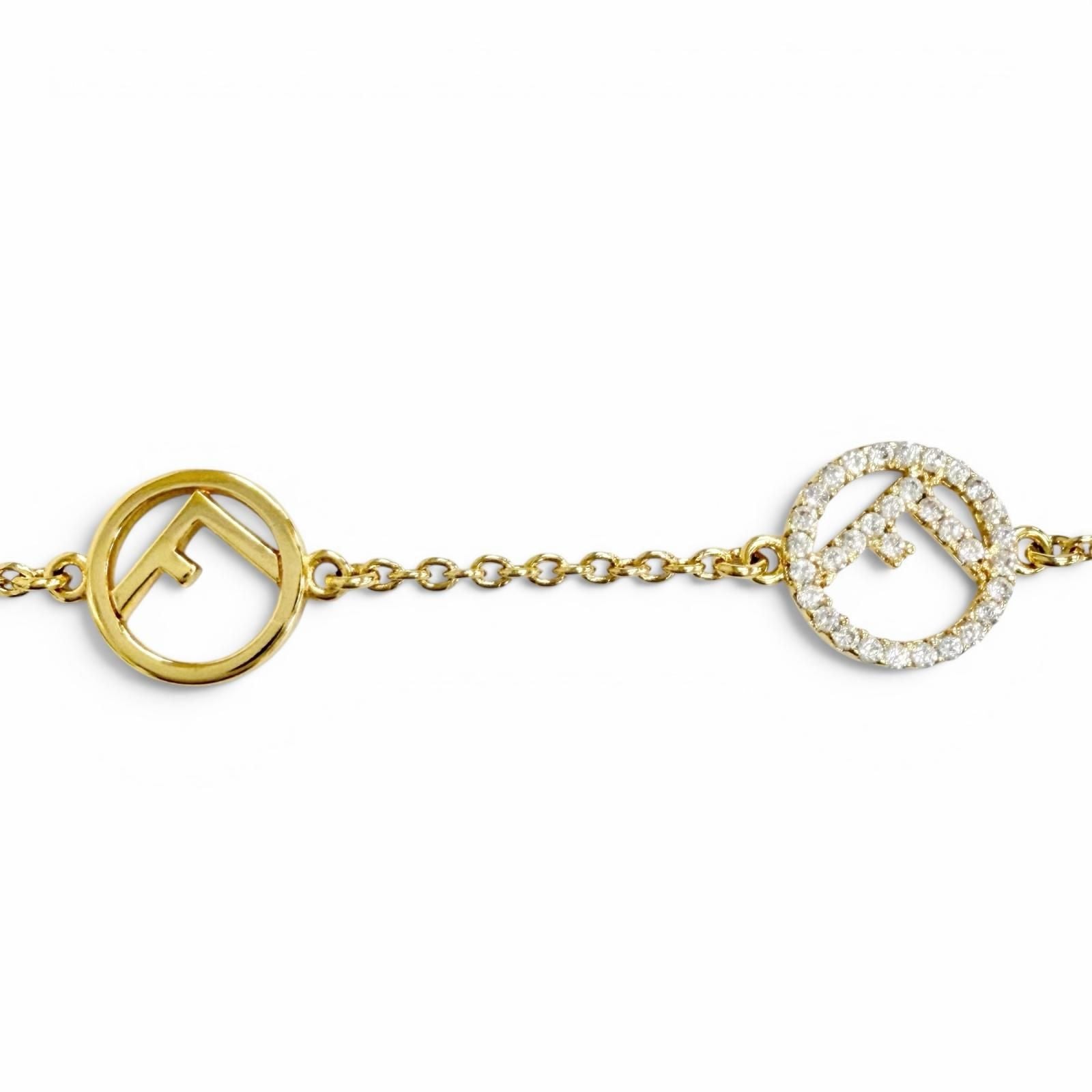 Fendi Is Bracelet Logo Plate Rhinestone Gold — view 4