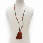 Hermes Vintage Leather Martin Margiela Era Clochette Necklace Brown — view 3