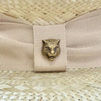 Gucci Some Silk Blend Tiger Head Ribbon Tape Straw Hat Natural L 59 cm Recommend — view 6