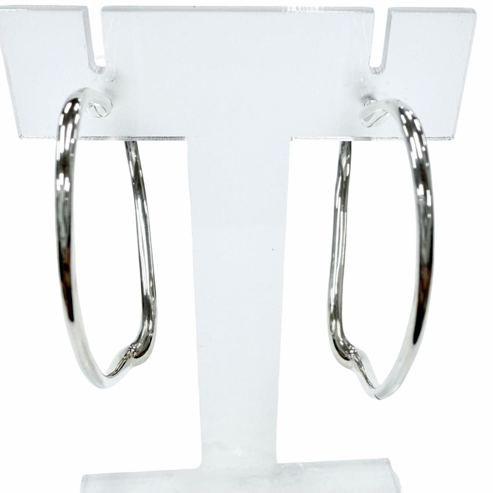 Tiffany & Co Elsa Peretti Open Heart Hoop Earrings Silver — view 4
