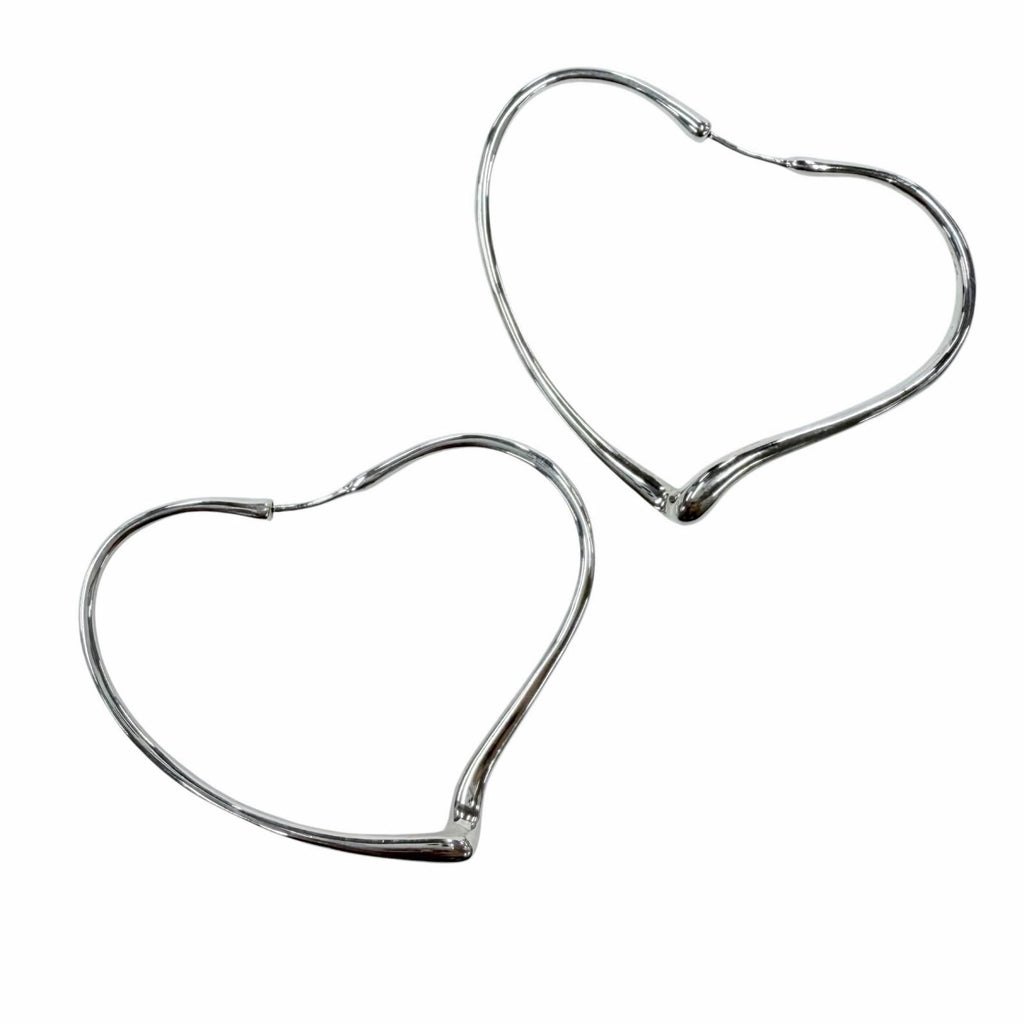 Tiffany & Co Elsa Peretti Open Heart Hoop Earrings Silver — view 6
