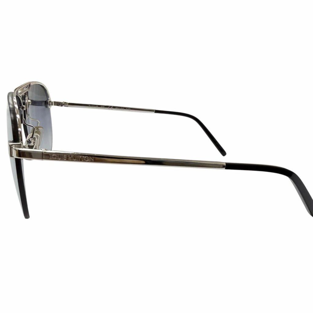 Louis Vuitton Sunglasses Clockwise Damier Teardrop Silver 60 Demo Lens Eyewear — view 3