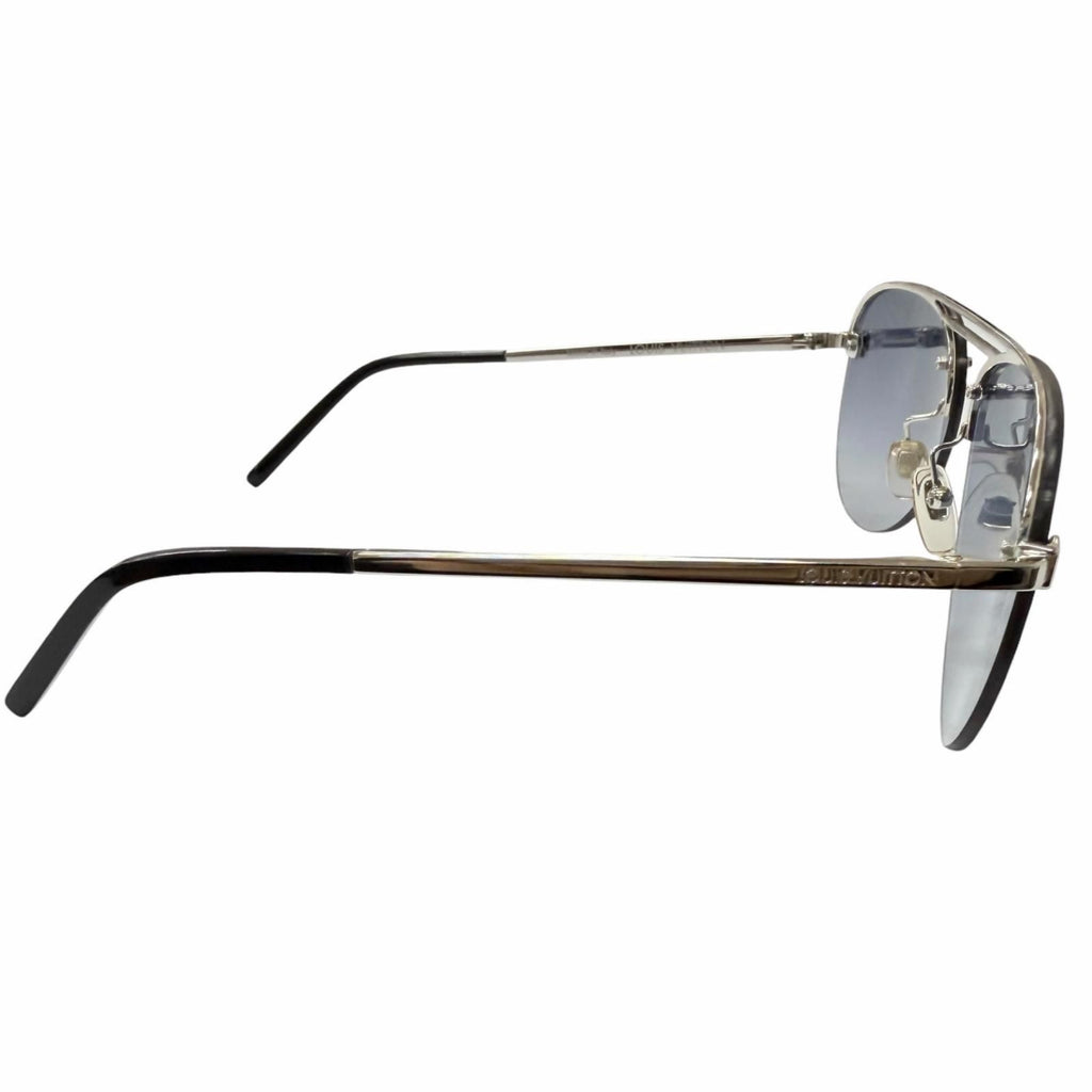 Louis Vuitton Sunglasses Clockwise Damier Teardrop Silver 60 Demo Lens Eyewear — view 4