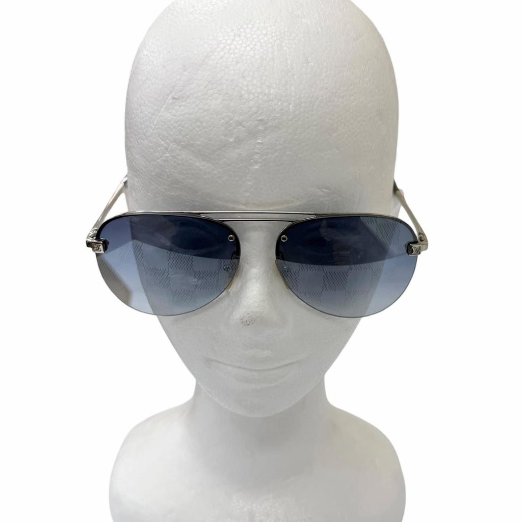 Louis Vuitton Sunglasses Clockwise Damier Teardrop Silver 60 Demo Lens Eyewear — view 2