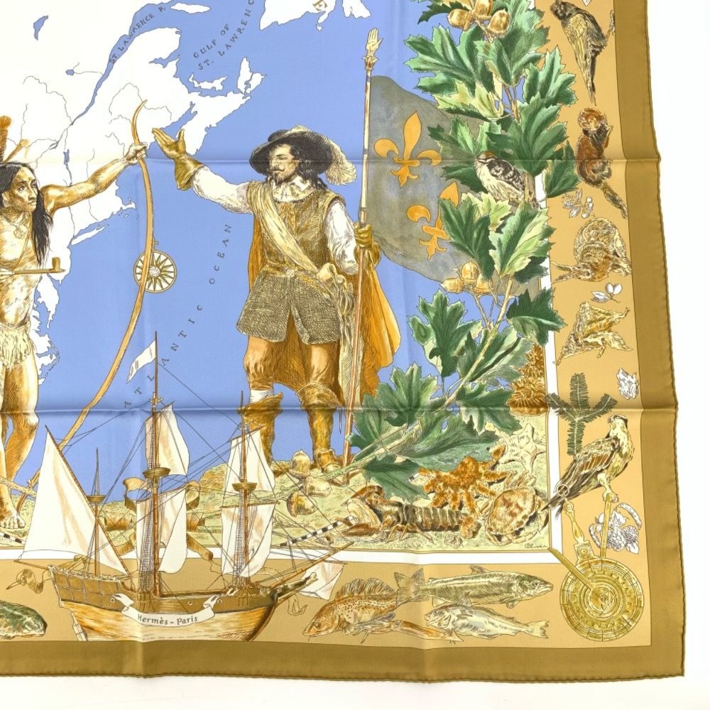 Hermes le Canada Indian Carre 90 Silk Scarf — view 5