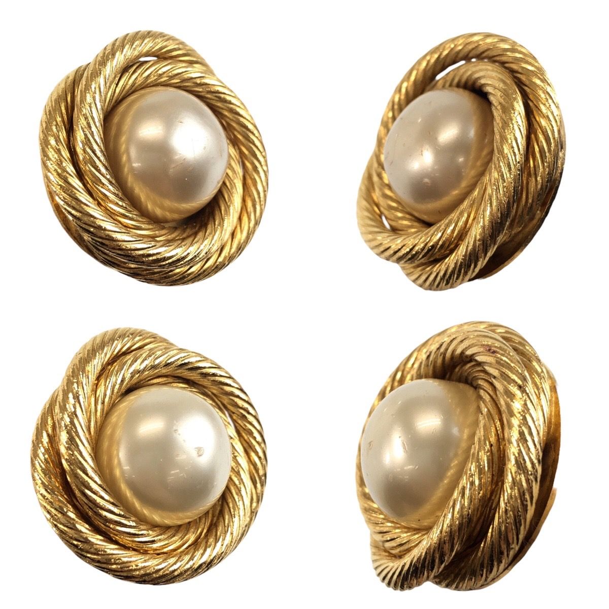 Chanel Vintage Gold Plated Faux Pearl Earrings — view 4