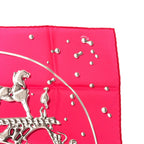 Hermes Carre 45 Vif Argent Silver Shizuku Silk 100% Pink Scarf — view 3