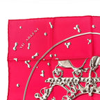 Hermes Carre 45 Vif Argent Silver Shizuku Silk 100% Pink Scarf — view 2