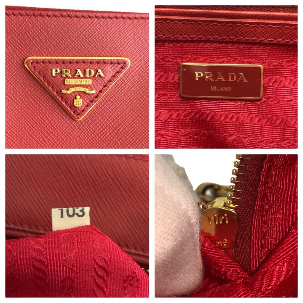 Prada Saffiano Galleria Red Gold Leather Tote Shoulder Bag 2-Way — view 3