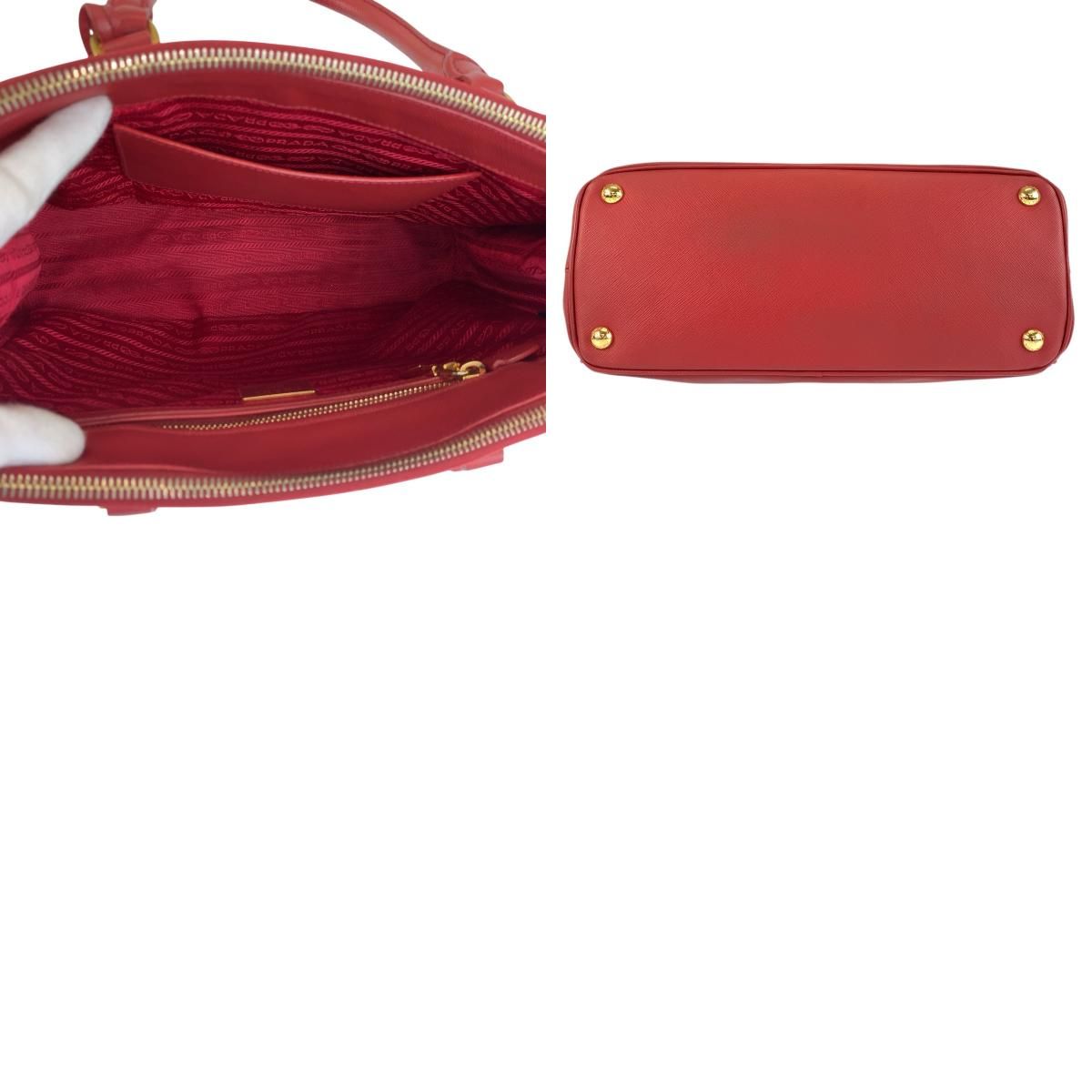 Prada Saffiano Galleria Red Gold Leather Tote Shoulder Bag 2-Way — view 9
