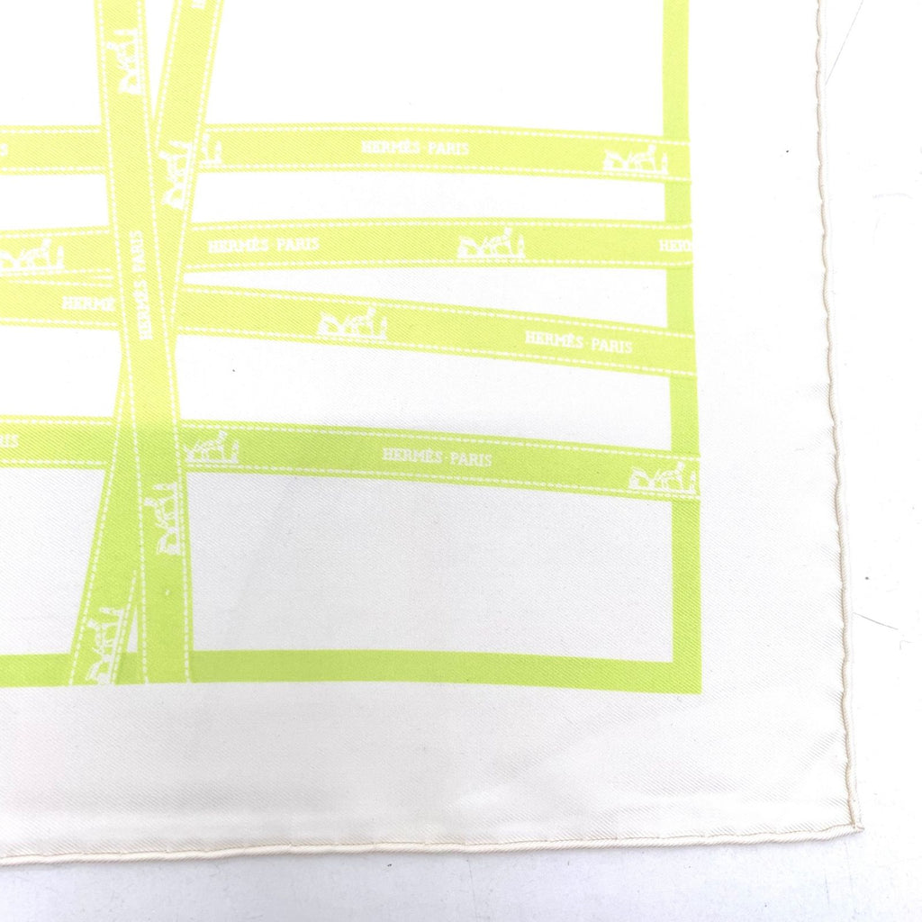 Hermes Scarf Carre 45 Bolduc Green White Silk — view 4