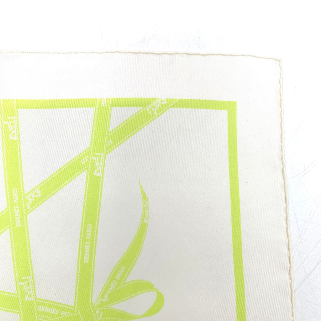 Hermes Scarf Carre 45 Bolduc Green White Silk — view 3