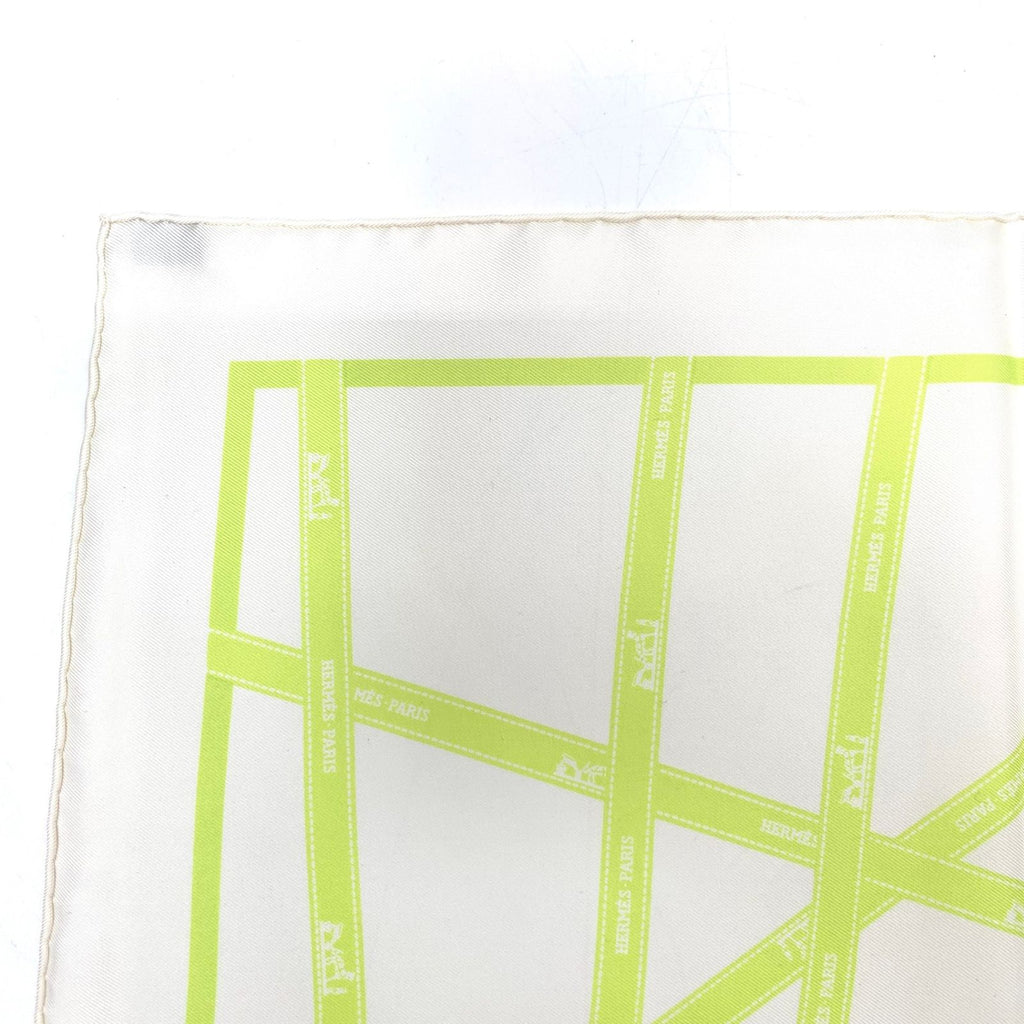 Hermes Scarf Carre 45 Bolduc Green White Silk — view 2