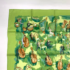 Hermes Carre 90 Concerto Green Silk 100% Scarf — view 2