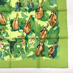 Hermes Carre 90 Concerto Green Silk 100% Scarf — view 5