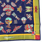 Hermes Carre 90 Soies Volantes Silk Scarf Dancing in the Sky 100% Navy Khaki — view 5