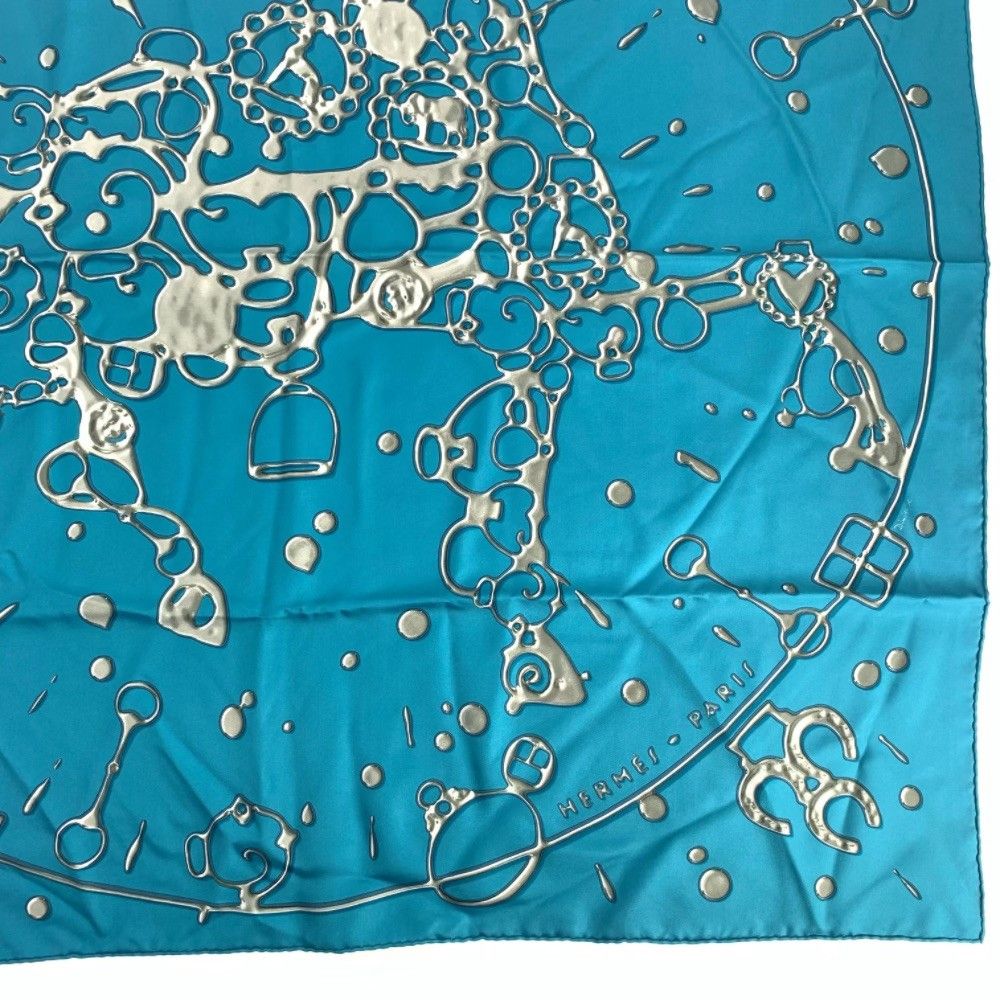 Hermes Carre 90 Cheval Fusion Blue Silk Scarf — view 5