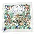 Hermes Carre 90 Sichuan Ivory Multicolor Scarf Silk