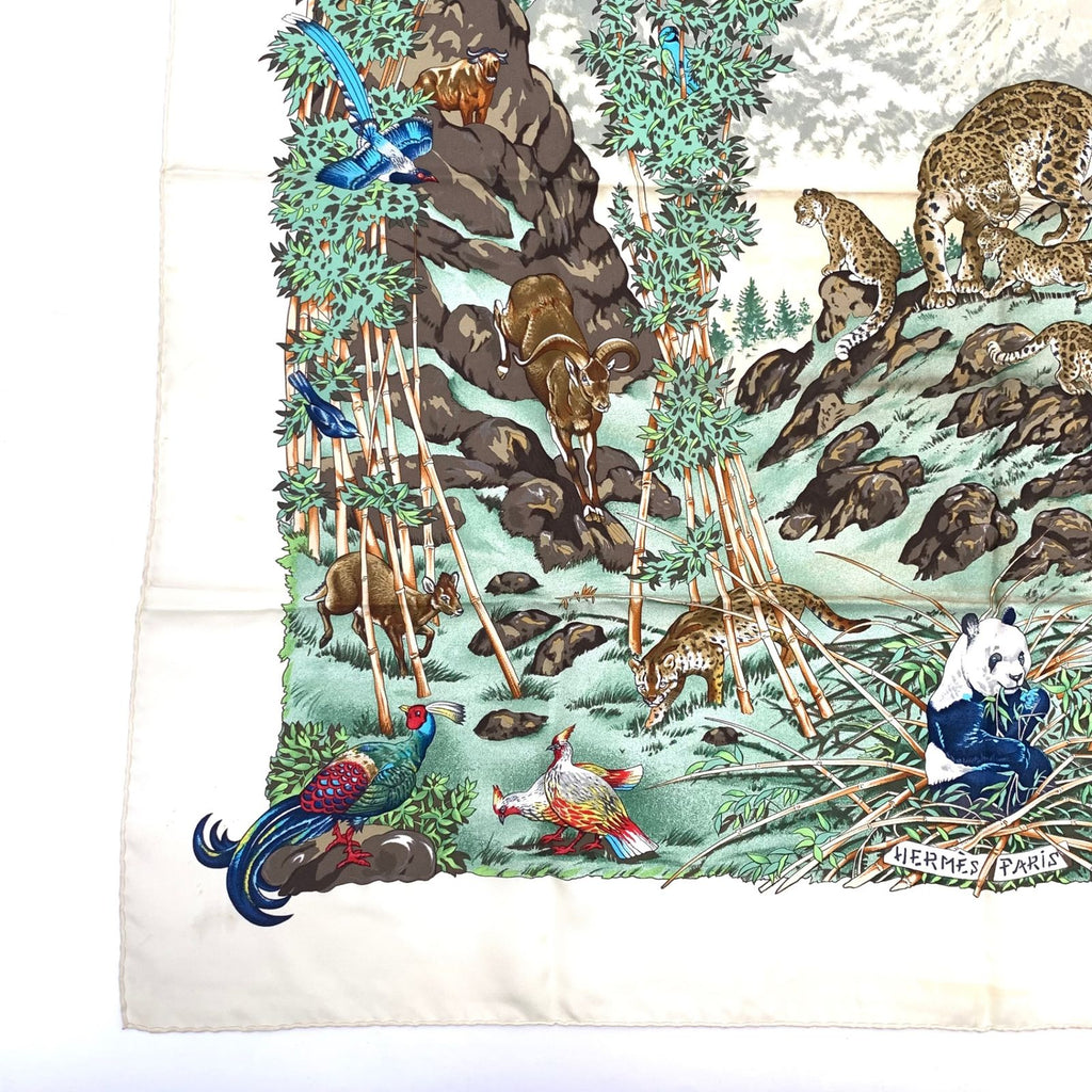 Hermes Carre 90 Sichuan Ivory Multicolor Scarf Silk — view 5