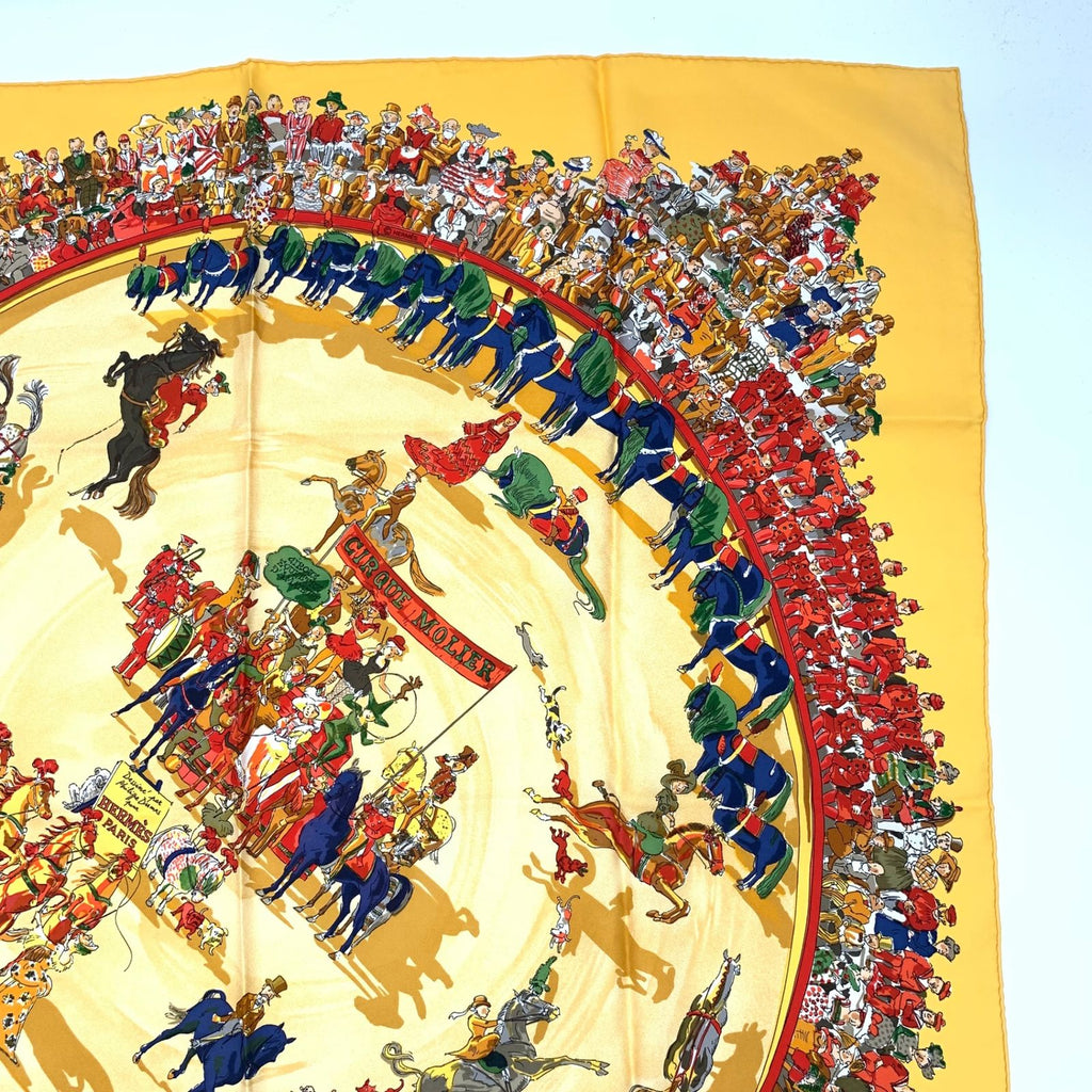 Hermes Carre 90 Cirque Molier Yellow Scarf Silk — view 3