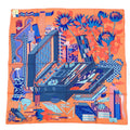 Hermes Carre 90 les Tresors D'un Artiste an Artist's Treasures Orange Blue
