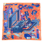 Hermes Carre 90 les Tresors D'un Artiste an Artist's Treasures Orange Blue