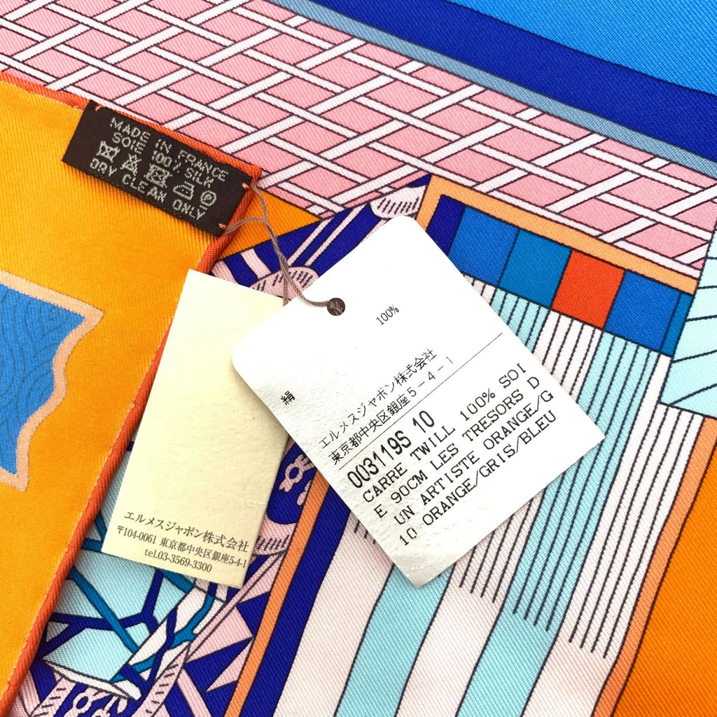 Hermes Carre 90 les Tresors D'un Artiste an Artist's Treasures Orange Blue — view 8
