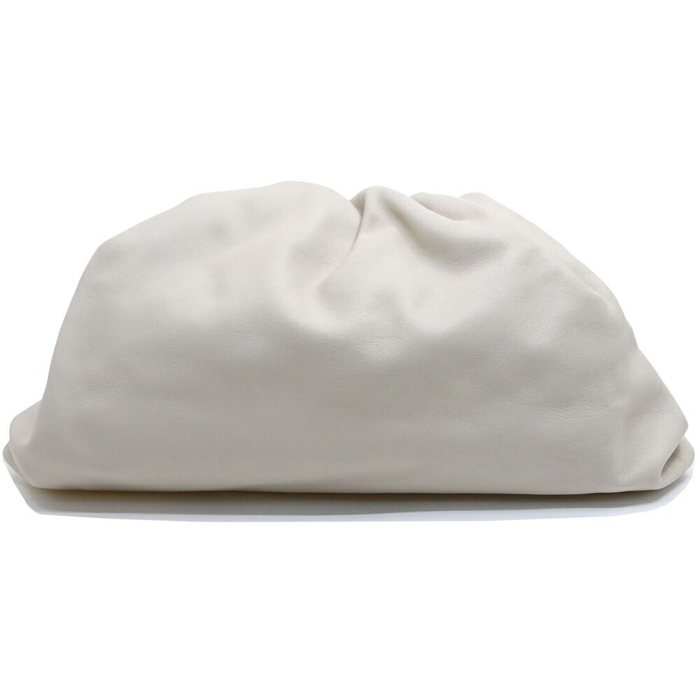 Bottega Veneta the Pouch Clutch White Gold