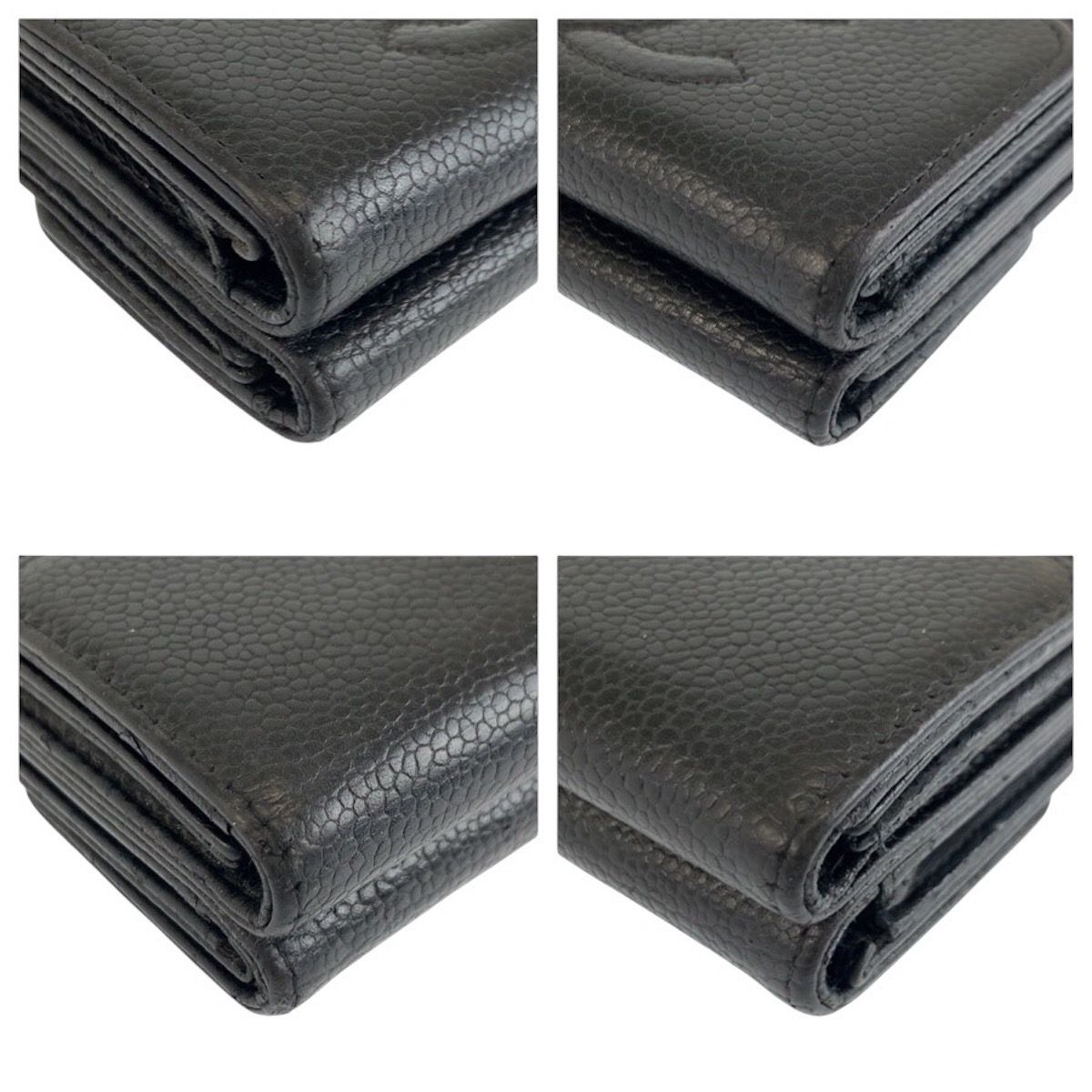 Chanel CC Logo Black Leather Folded Wallet Compact — view 8