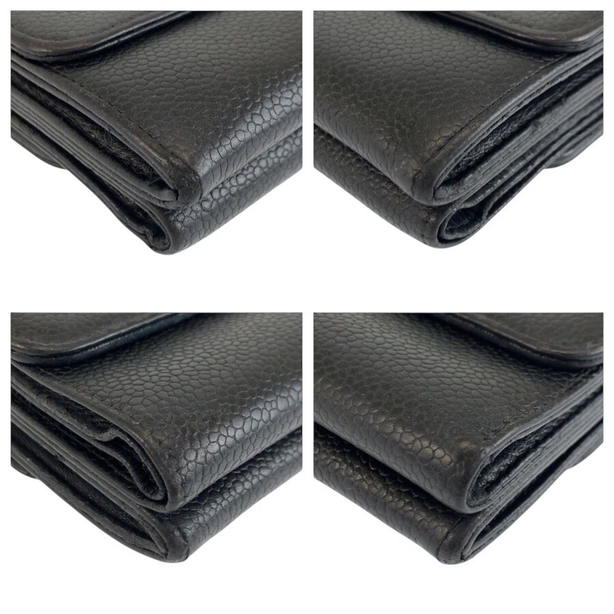 Chanel CC Logo Black Leather Folded Wallet Compact — view 7