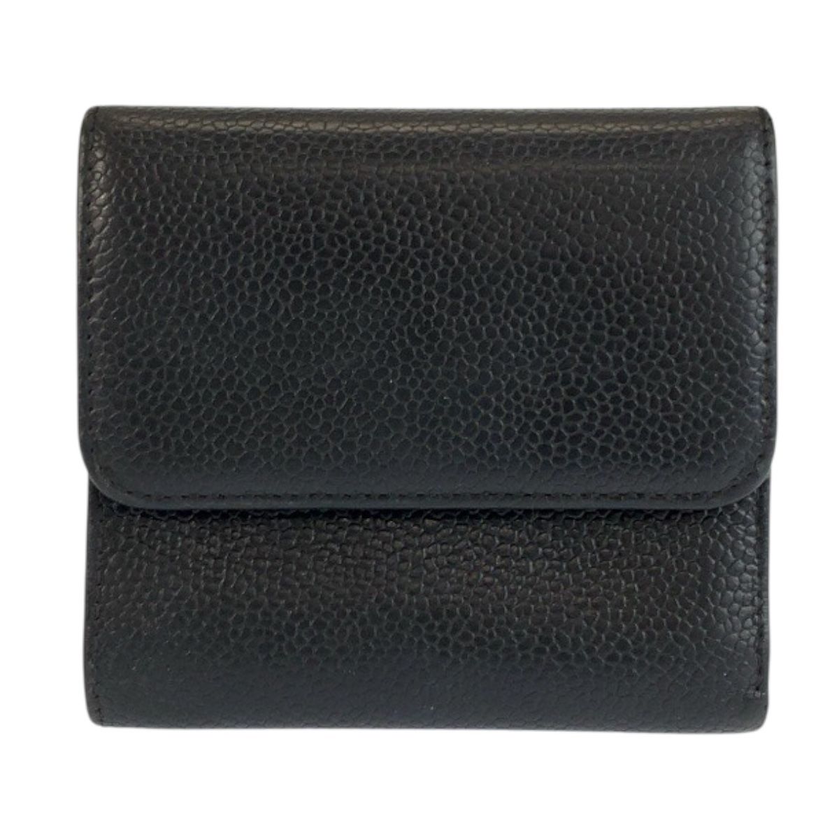 Chanel CC Logo Black Leather Folded Wallet Compact — view 2