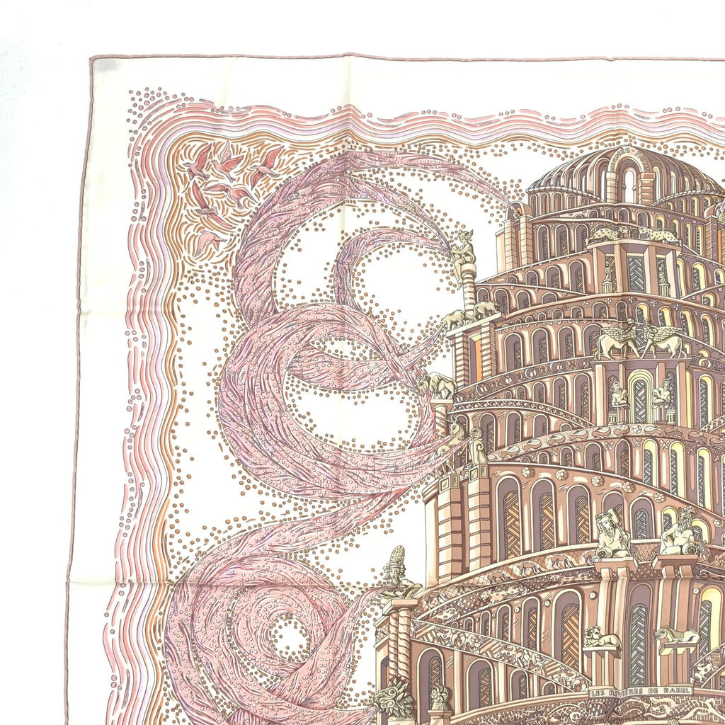 Hermes Carre 90 les Rivieres de Babel River of Pink Scarf Silk — view 2