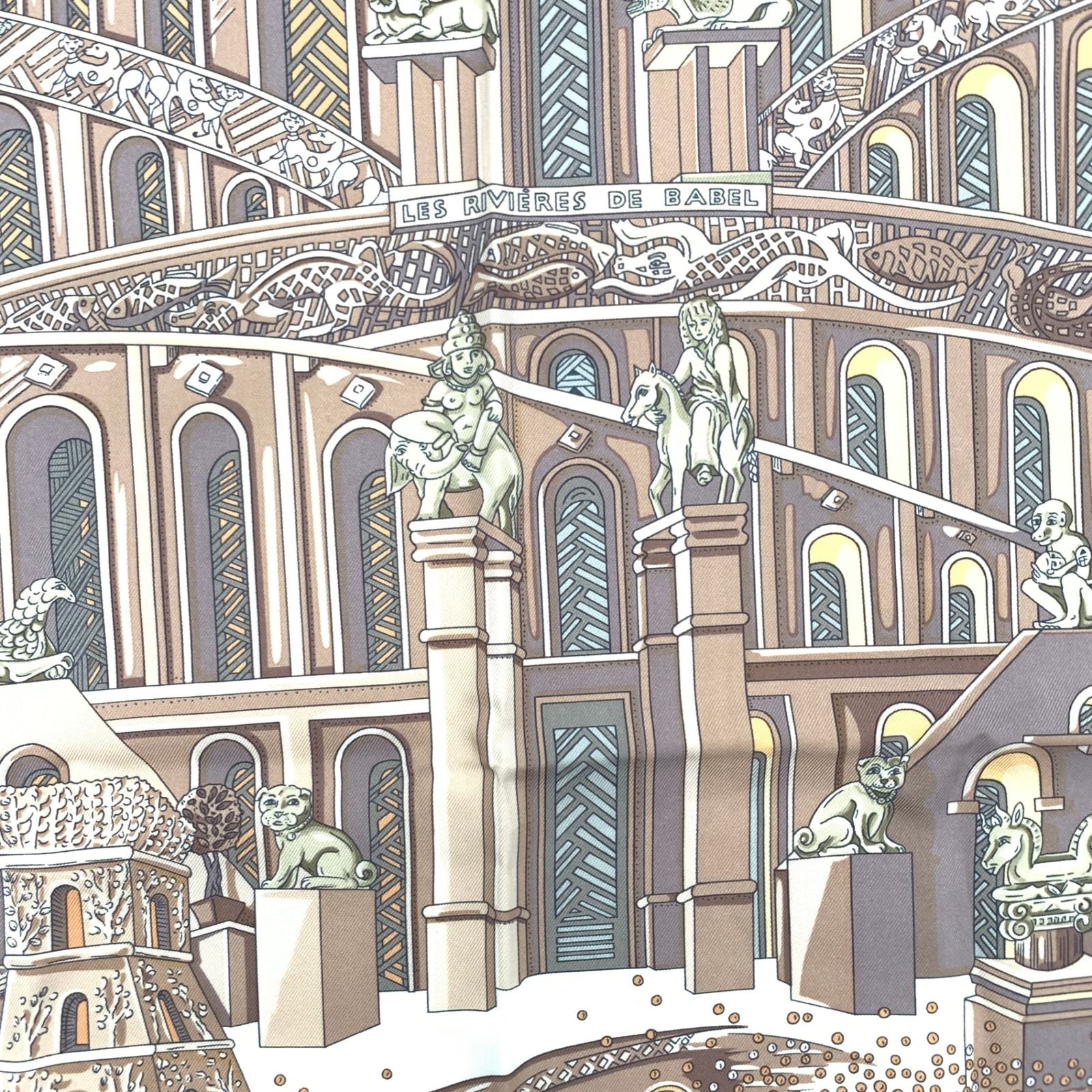 Hermes Carre 90 les Rivieres de Babel River of Pink Scarf Silk — view 7