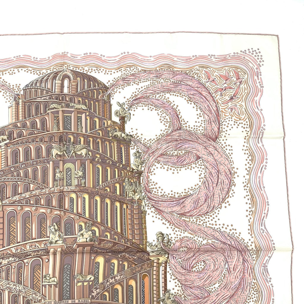 Hermes Carre 90 les Rivieres de Babel River of Pink Scarf Silk — view 3